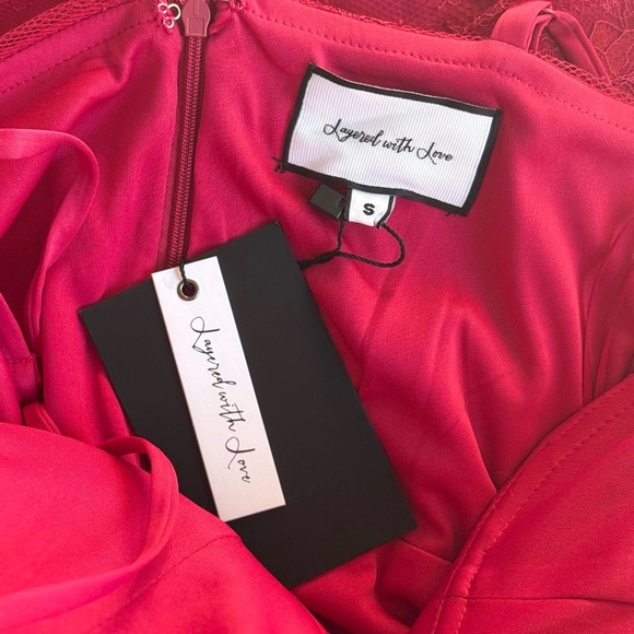 Layered With Love Scarlet Lace Mini Red Dress Size S - Picture 6 of 10